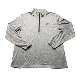 Hooey Mens 1/4 Zip Pullover Heather Grey Performance Long Sleeve Shirt Size M